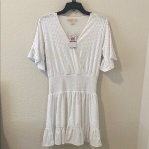 New Michael Kors Womens Petites Smocked Eyelet Fit & Flare Dress Size PS